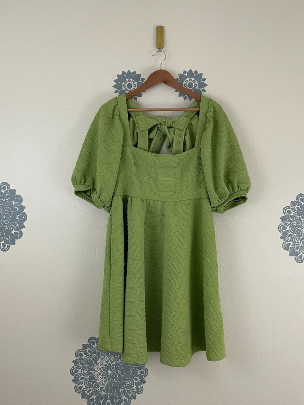 Free People Violet Textured Babydoll Mini in Green Size Large
